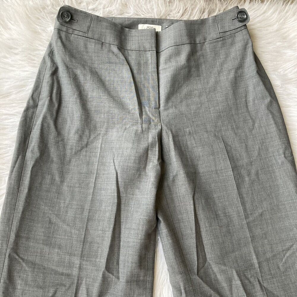 Ann Taylor LOFT Pants Sz 8 Laura Grey Wool Lined Wide Leg Trouser Mid Stretch - Picture 2 of 10